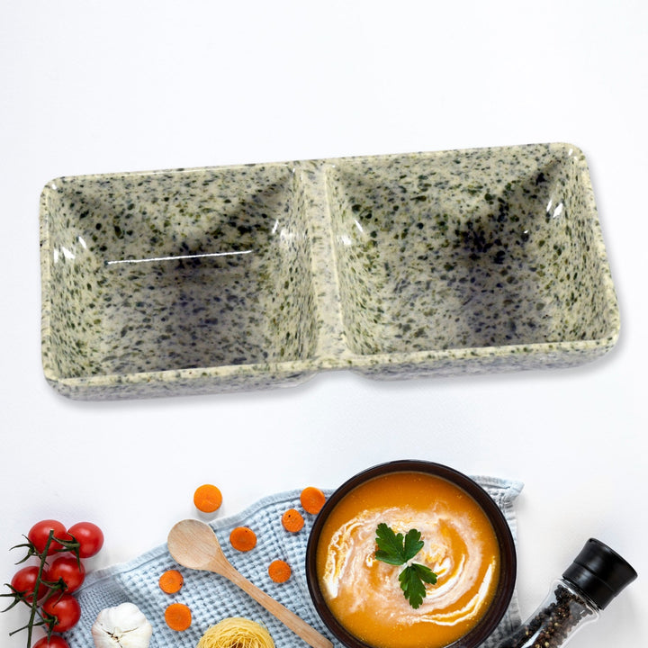 Sunday Funday Ceramic Tea / cups / Mug With Plastic Snacks Platter and 2 compartment Chutney Bowl Milk Cup, Coffee Cup, Breakfast Cup, Drinking Mug or Outdoor for Household, Gift for Birthday, Wedding Party (6 Pcs set) Your Brand