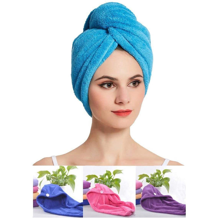 Microfiber Hair Wrap Towel Cap, Quick Turban Hair-Drying Absorbent Microfiber Towel / Dry Shower Caps (1 Pc) Your Brand
