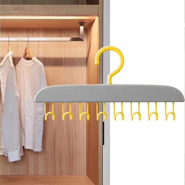 Plastic Organizer Hanger 360 Degree Rotatable Clothes Multifunctional with 8 Hooks Heavy Duty Clothing Tank Top Belt Towel Drying Rack Holder (1 pc) Your Brand