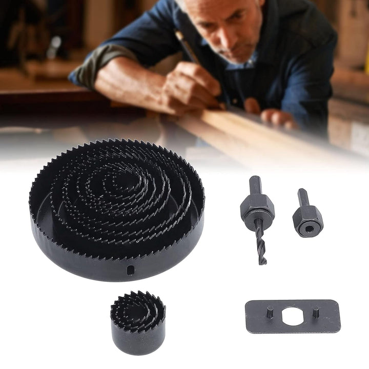 Drill Hole Cutter, Carbon Steel High Accuracy Incisive Hole Saw for Cutting PCV for Cutting Plastic for Cutting Wood Hole Saw Kit (18 Pcs Set) Your Brand
