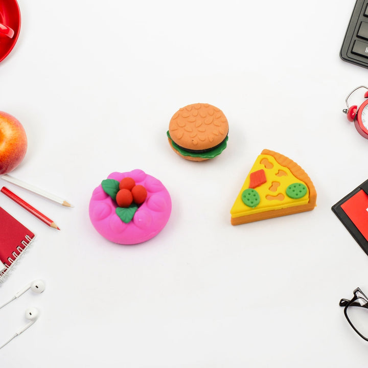 3D Food Shape Fancy & Stylish Colorful Erasers, Mini Eraser Creative Cute Novelty Eraser for Children Eraser Set for Return Gift, Birthday Party, School Prize(5 Pcs Set) Your Brand