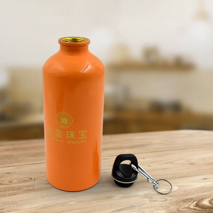 Aluminium Sports Water Bottle, 1 Pc (Capacity 400 ML Approx) Your Brand