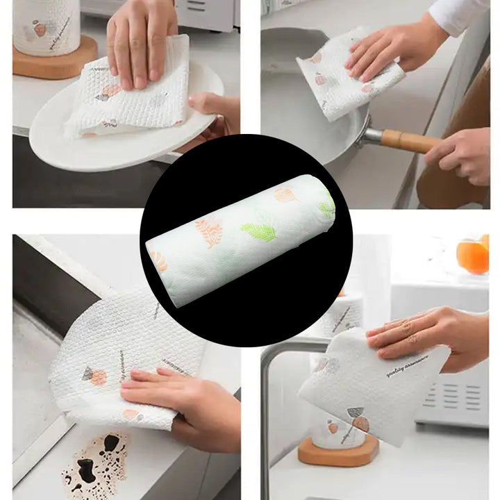 Non Woven Reusable and Washable Kitchen Printed Tissue Roll Non-stick Oil Absorbing Paper Roll Kitchen Special Paper Towel Wipe Paper Dish Cloth Cleaning Cloth 40 sheets / Pulls Your Brand