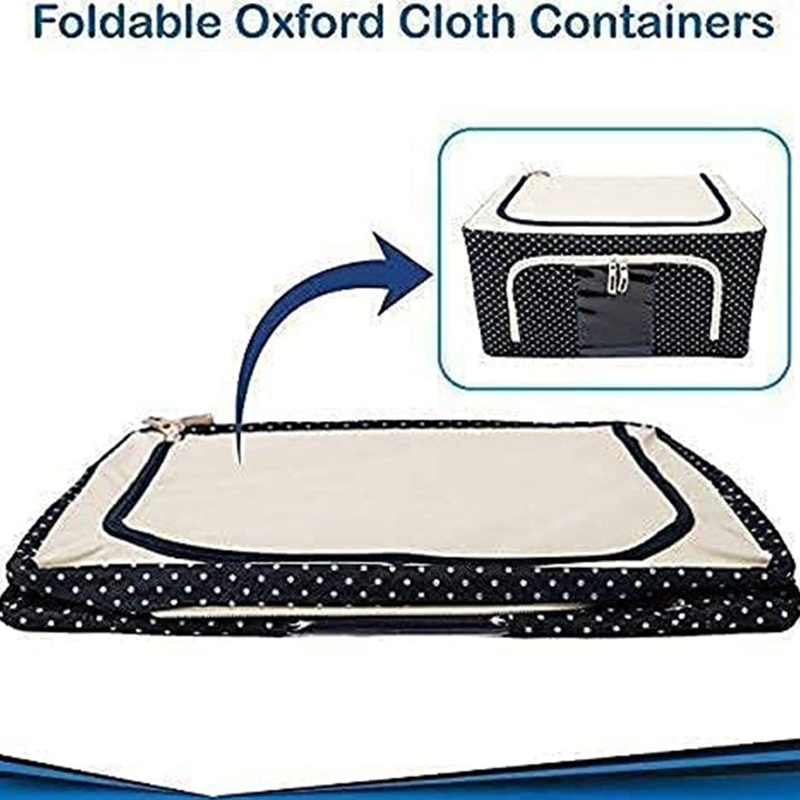Foldable Steel Frame Clothes Living Storage Organizer Handled Bag - TezCart