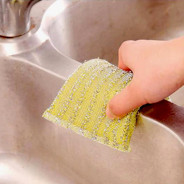 Kitchen Cleaning Tool Set Microfiber Kitchen Utensils High Performance Scouring Sponge Set Dish Sponge, Stainless Steel Scouring Pad (6 Pcs Set) Your Brand