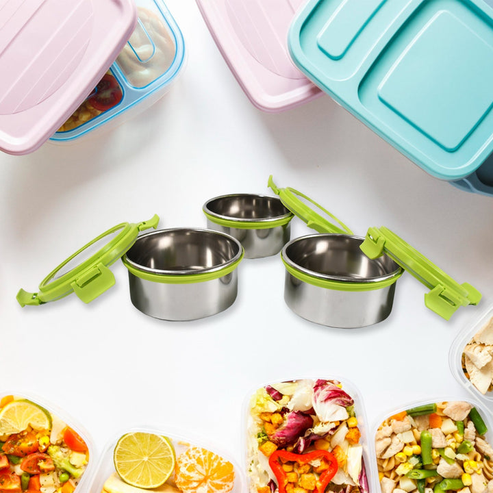 Stainless Steel Tiffin Lunch Box Container / Dabba with 4 Side Clip Lock Lid for Office & School Use/ Food Grade / Air Tight / Easy to Carry / Leak Proof Your Brand