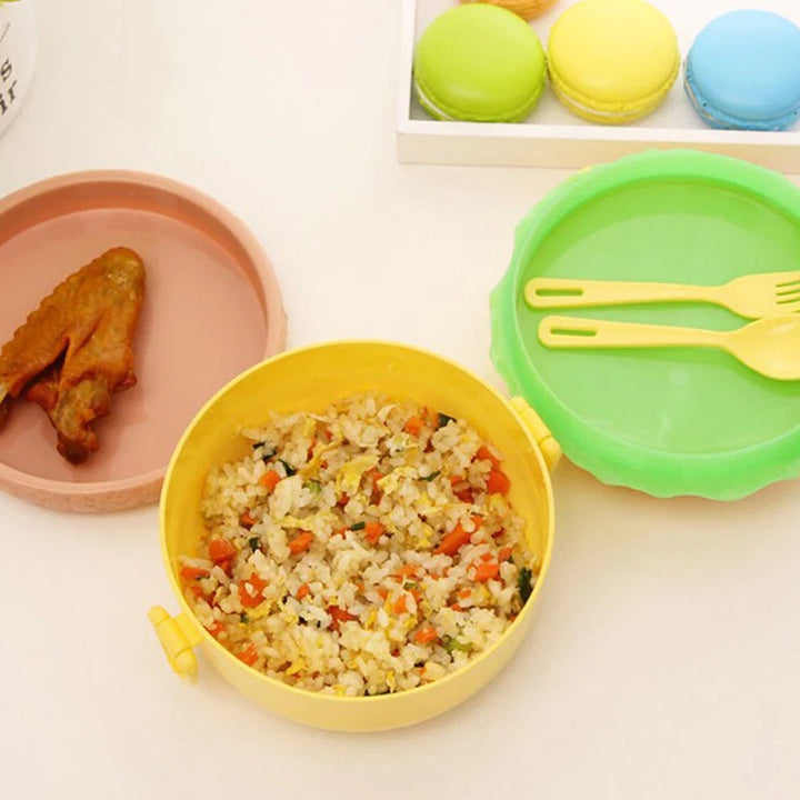Burger Shape Lunch Box Plastic Lunch Box Food Container Sets Double Layer Lunchbox 1000ml With 2 Spoon Applicable to Kids and Elementary School Students Your Brand