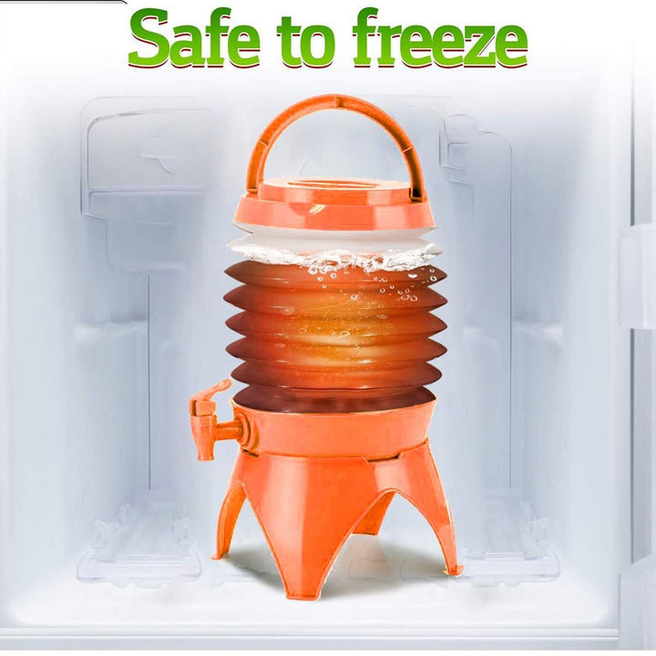 Plastic Collapsible Beverages Container with Tap Cold Drink Dispenser Folding Water Storage Water Jug Tank for Home and Outdoor Party Traveling Picnic (3.5 Litter/ Multicolor) Your Brand