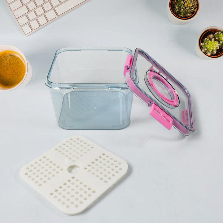 High Quality Plastic Food Storage Container Clear Washable Refrigerator Food Box Food Container Fruit Box Container with Lid (1400 ML) Your Brand
