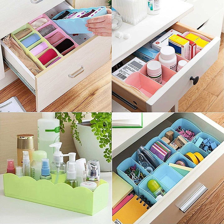 Multi-Function Desktop Drawer Storage Box Clothing Organizer 5 Grid Storage Box Underwear Socks ,Ties Organizer Box (4 Pc Set) Your Brand