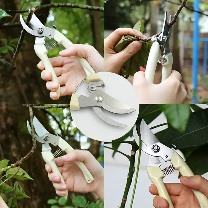 Stainless Steel Pruning Shears with Sharp Blades and Comfortable handle - Durable Hand Pruner for Comfortable and Easy Cutting, Heavy Duty Gardening Cutter Tool Plant Cutter for Home Garden | Wood Bran (1 Pc) Your Brand