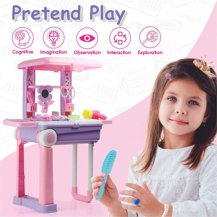 Big Beauty Set Suitcase On Wheel, The Ultimate Beauty Set On Wheels for Girls, Makeup Kit is Easy to Clean & Use, Portable Beauty Set with 25 Pieces for 3 Years BIS Approved. (Beauty Set Trolley) Your Brand