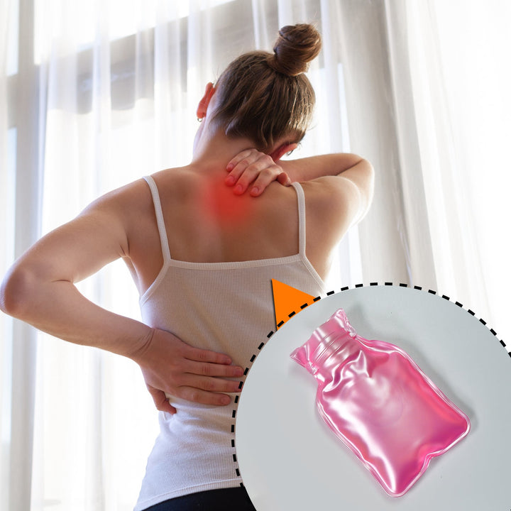 Simple Pink small Hot Water Bag with Cover for Pain Relief, Neck, Shoulder Pain and Hand, Feet Warmer, Menstrual Cramps. Your Brand