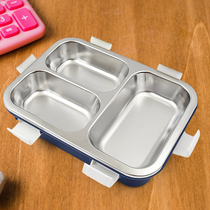 3 Compartment Transparent Stainless Steel Lunch Box for Kids, Tiffin Box, Lunch Box, Lunch Box for Kids, Insulated Lunch Box, Lunch Box for Office Women and Men, Stainless Steel Tiffin Box for Boys, Girls, School Office (Multi Color) Your Brand