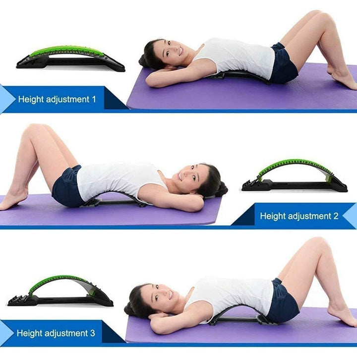 Back Pain Relief Device Back Stretcher, Spinal Curve Back Relaxation Device, Multi-Level Lumbar Region Back Support For Lower & Upper Muscle Pain Relief, Back Massager For Bed Chair & Car (1 Pc) Your Brand