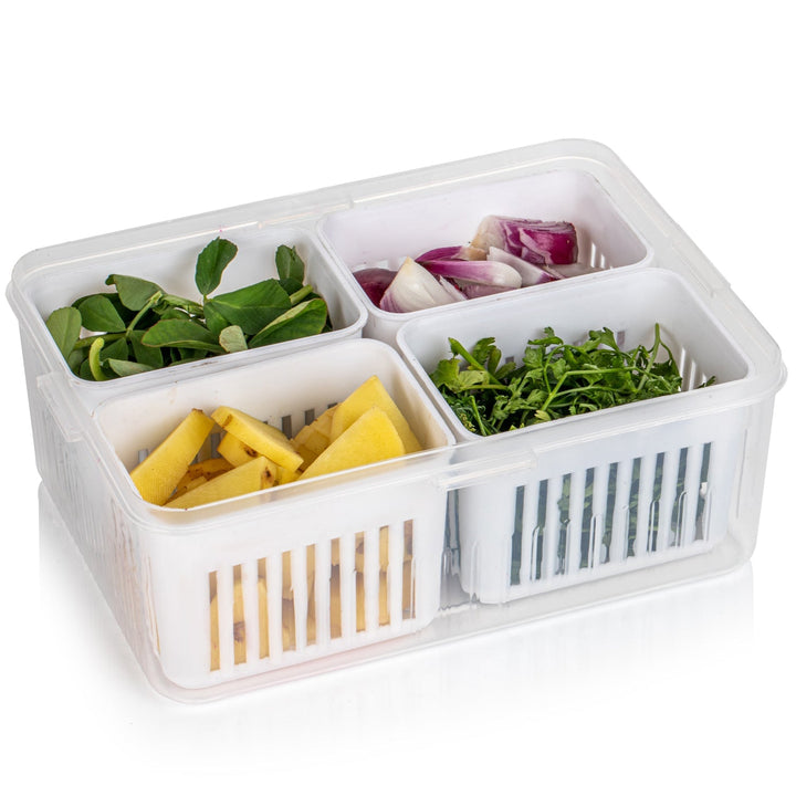 Fridge Storage Boxes Freezer Storage Containers, Container for Kitchen Storage Set, Storage in Kitchen, Vegetable Storage, Draining Crisper Refrigerator Food Box (1 Pc) Your Brand
