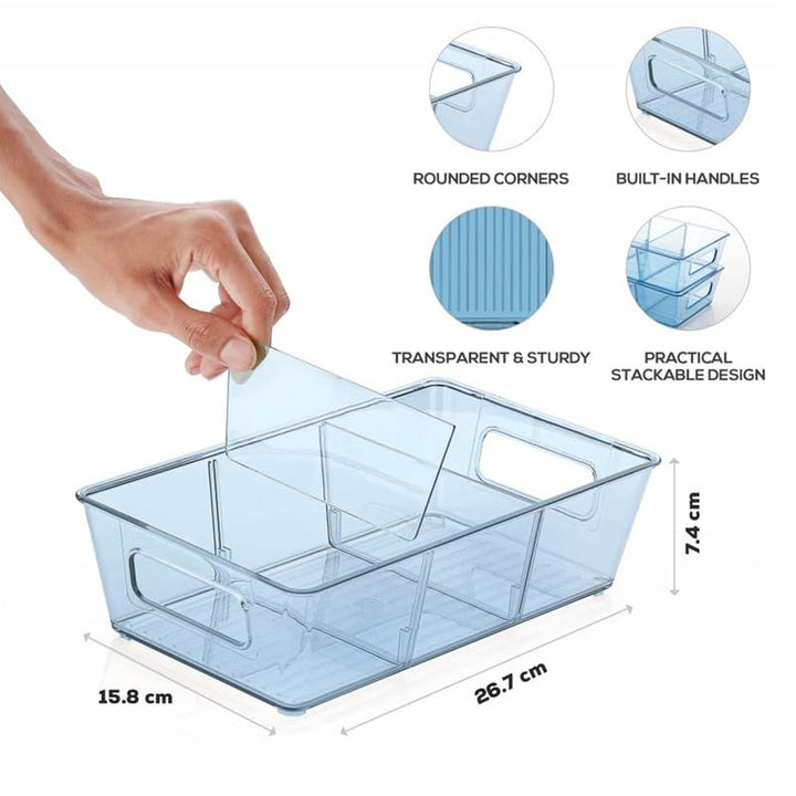 Plastic Refrigerator Organizer Bins, Set Of 2 Stackable Fridge Organizers with Handle, Clear Organizing Food Fruit Vegetables Pantry Storage Bins for Freezer kitchen Cabinet Organization and Storage (2 Pcs Set Mix Color) Your Brand