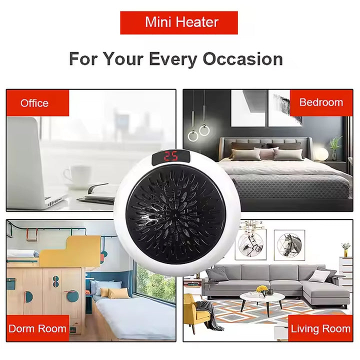 Room Heater for Home, Office, Camper LED Screen Portable Wall Heater (900W / 1 Pc) - TezCart
