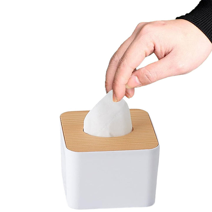 Tissue Box Desktop Stand Bamboo Tissue Cover Box Rectangular Paper Towel Holder Removable Tissue Dispenser for Bathroom Vanity Countertop Bedroom Car Holder Paper Towels Dispenser (1 Pc ) Your Brand