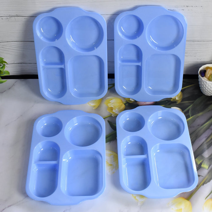 Unbreakable Plastic Food Plates / Biodegradable 5 Compartment Square Plate for Food Your Brand