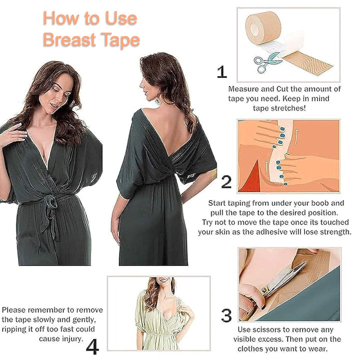 Boob Tape with Nipple Covers: Cotton, Breathable, Lift & Support (5m, 10 Pairs) Your Brand