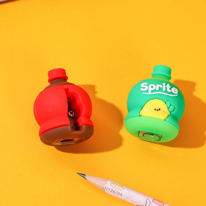 2-in-1 3D Cold Drink Bottle Shape Rubber Pencil Sharpener and Eraser Set, Stationery for Kids School Boys Girls, Birthday Return Gifts (1 Pc ) Your Brand