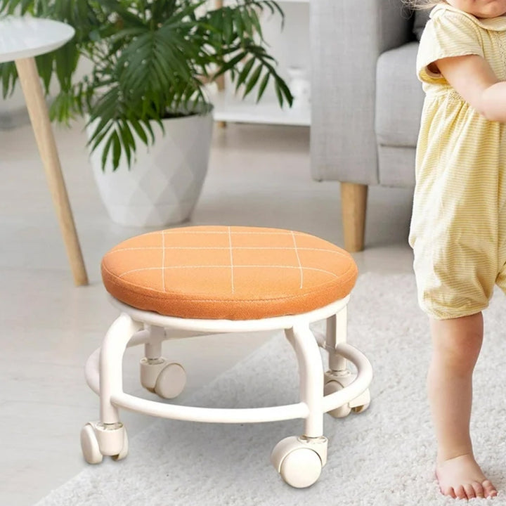 Roller Seat Stool Low Height Rolling Stool Multifunctional Small Household Movable Mini Stool Pulley Wheel Stool for Garage Home Library (1 Pc) Your Brand