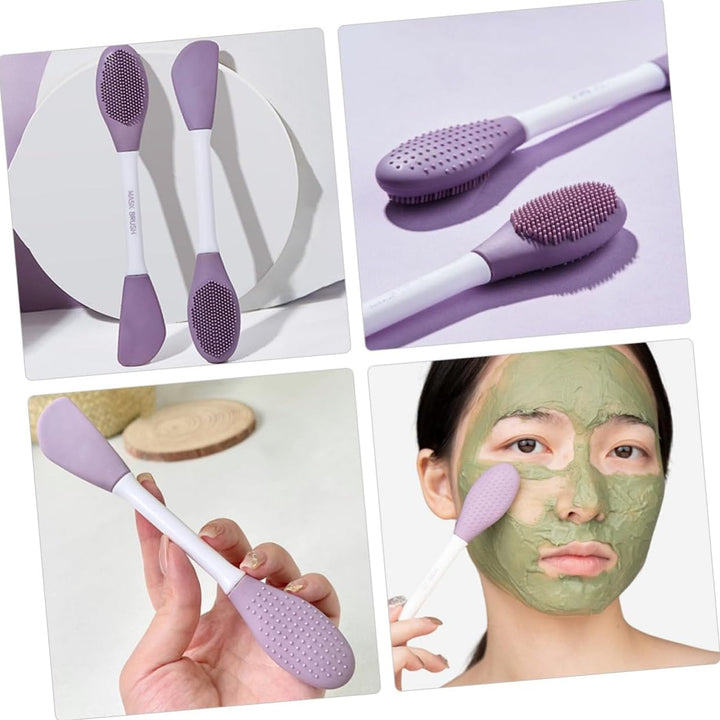 Double-headed Silicone Mask Brush Face Cleansing and Applying Mud Mask Beauty Salon Special Brush Smear Tool Facial Scrub Silicone Wash Scrubber Face Tools (1 Pc) Your Brand