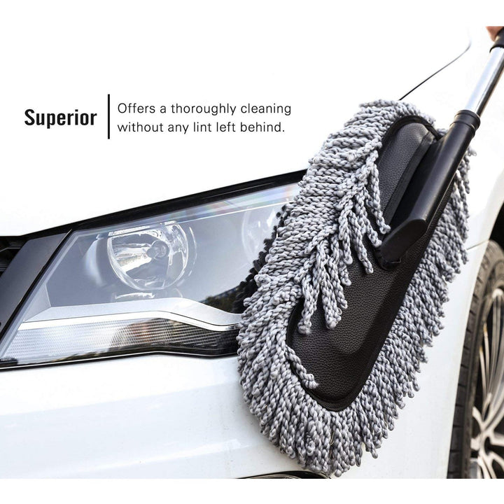 Car Duster, Long Retractable / Soft / Non-Slip / Handle Multipurpose Microfiber Wash Brush Vehicle Interior and Exterior Cleaning Kit with for Car, Boats or Home Your Brand