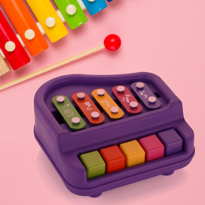 2 in 1 Baby Piano Xylophone Toy for Toddlers, 5 Multicolored Key Keyboard Xylophone Piano, Preschool Educational Musical Learning Instruments Toy for Baby Kids Girls Boys 3+ Years (1 Pc) Your Brand