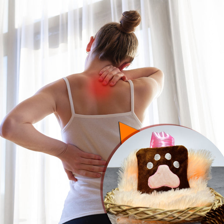 Paw Print Small Hot Water Bag with Cover for Pain Relief Your Brand