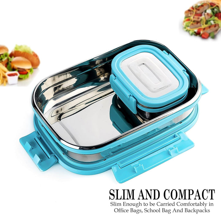 Premium Stainless Steel Lunch Box for Kid, 2 Containers Lunch Box, Perfect Size Meal Lunch Box Set for Office, School and Travelling Tiffin Box  (1000 ML+ 200 ML Approx) Your Brand