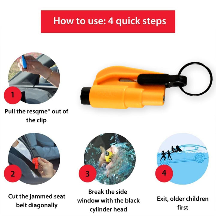 2 in 1 Emergency Safety Cutter with Key Chain, Small Portable Handy Emergency Safely Glass Breaking & Seat Belt Cutting Keychain Tool Your Brand