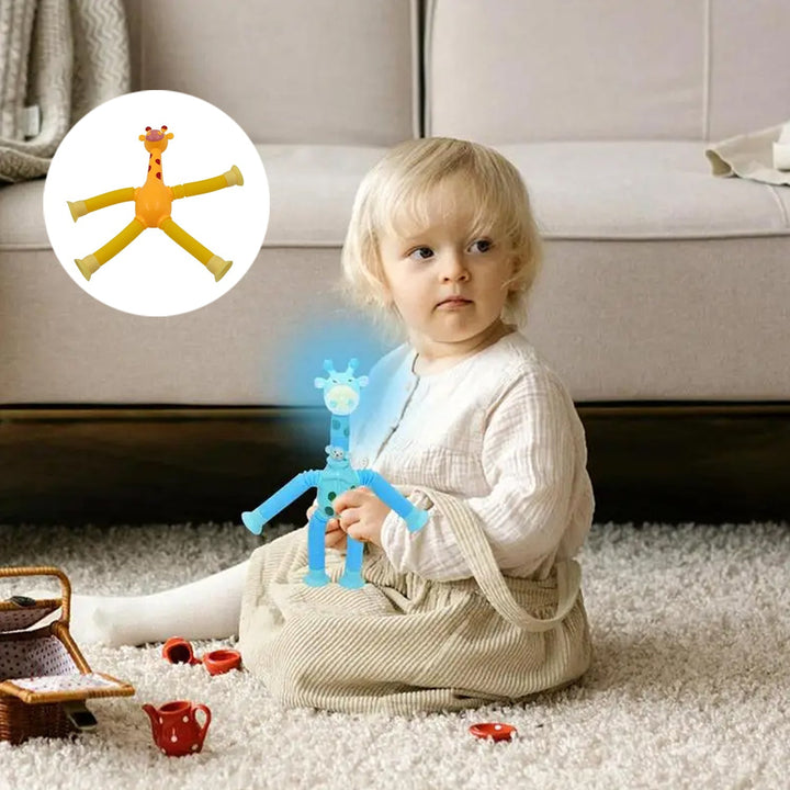 LED Telescopic Suction Cup Giraffe Toy, Pop Tubes Fidget Toys, Shape Changing Telescopic Sensory Tubes Fidget Tubes Sensory Toys Suction Toy, Funny Gift (3 Pcs Set) Your Brand