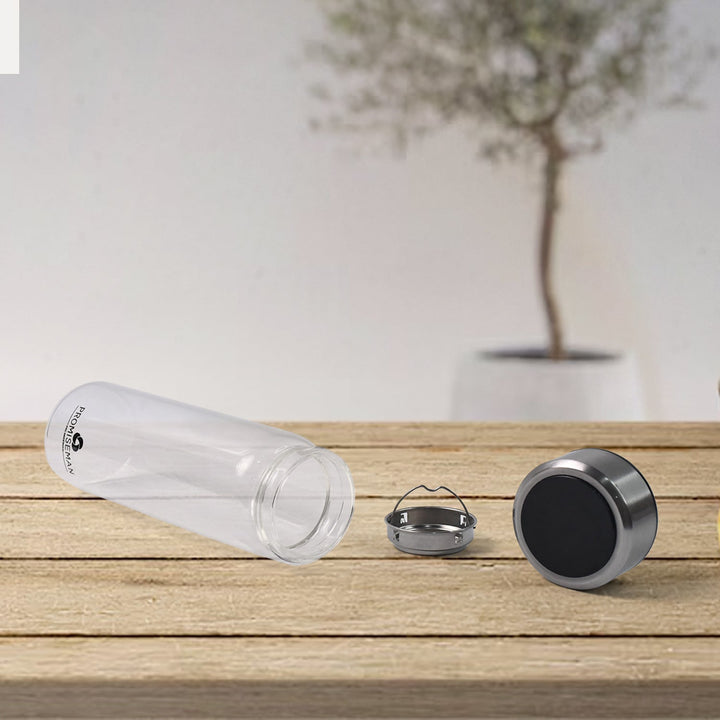 Outdoor sport Glass water bottle  With Steel Lid / 500 ML Approx) your brand
