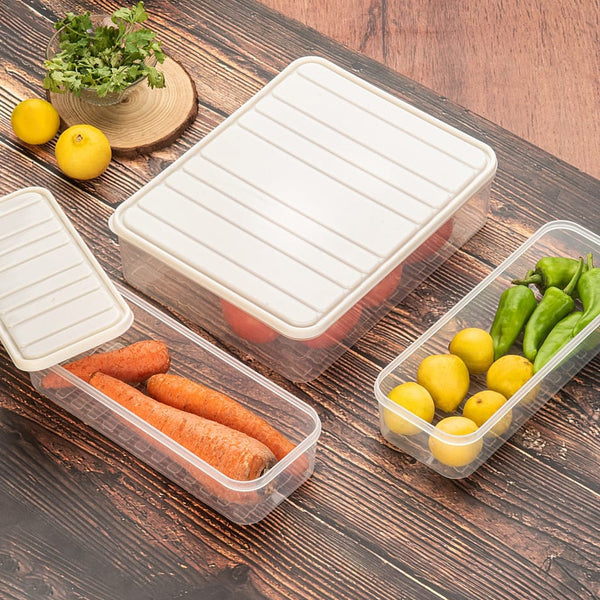Plastic Food Storage Container for Fridge, fridge storage boxes with Lid Stackable Fridge Storage Containers freeze organizer items and storage, vegetable storage box for fridge, (3 Pcs set) Your Brand
