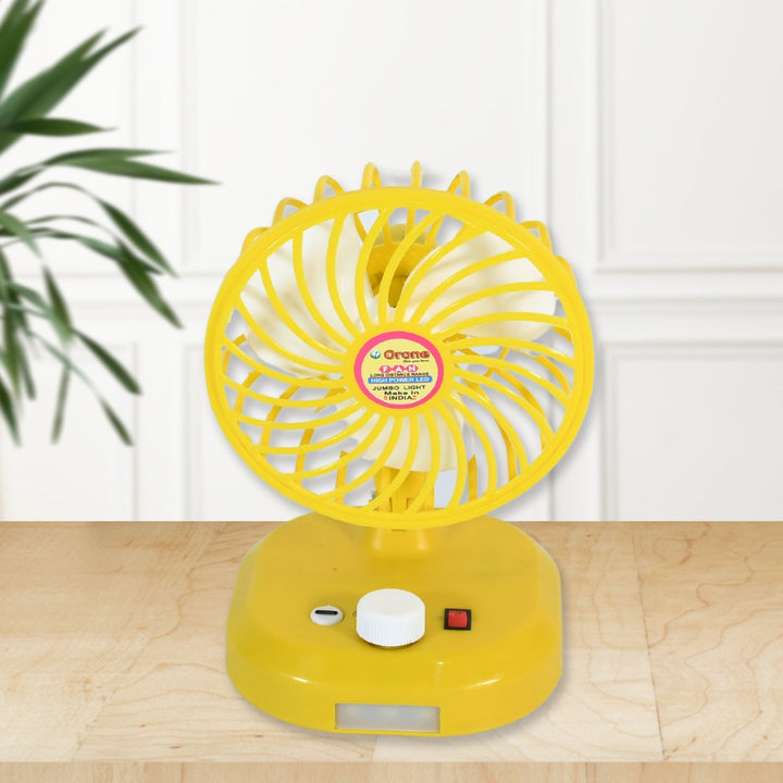 USB-C Type Rechargeable Portable Fan With LED Light Heavy Duty Motor & Foldable Fan With Charging Port Home, Outdoor, Temple Your Brand