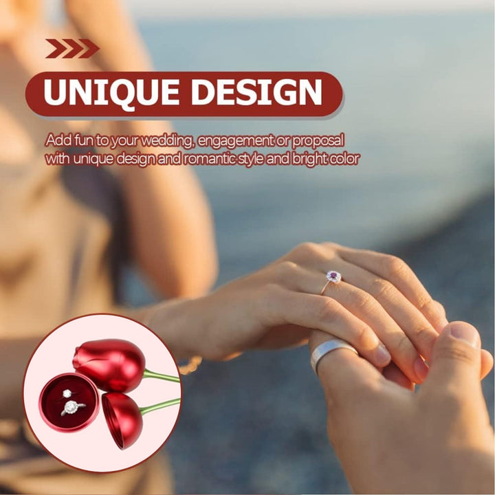 Plastic Red Rose Couple Rings Box-Fancy Rings Box (No Rings Included / 1 pc) - TezCart