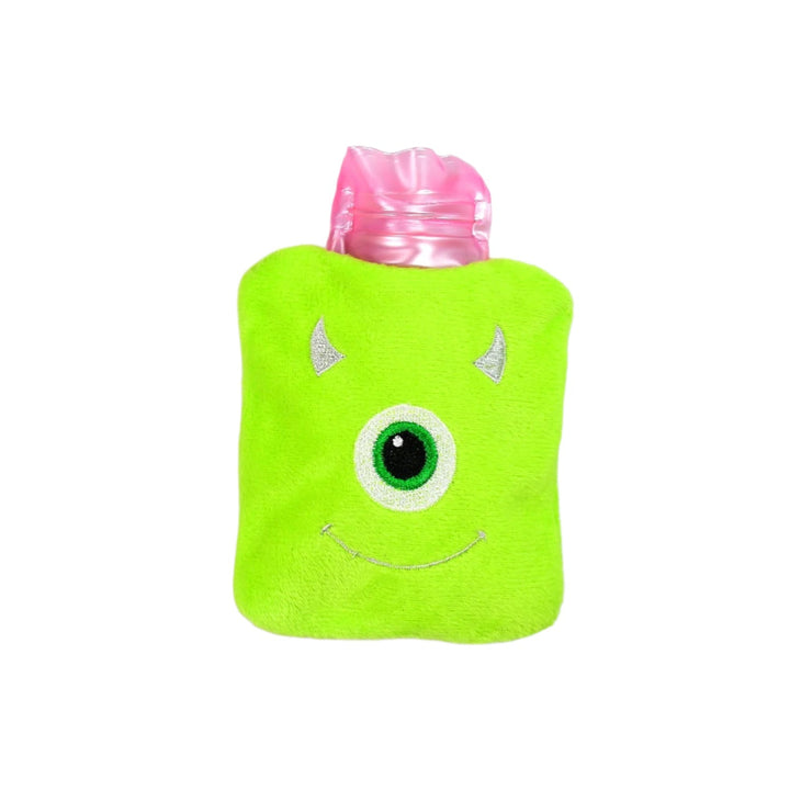 Green One-Eyed Monster Print Small Hot Water Bag with Cover for Pain Relief Your Brand