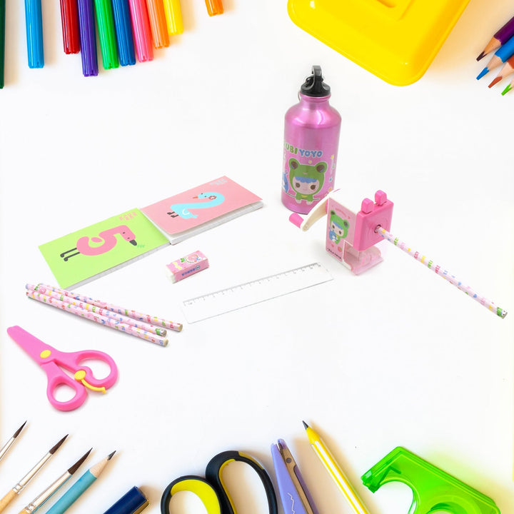 12-Piece Stationery Set: Pencil Box, Pencils, Erasers & More Your Brand