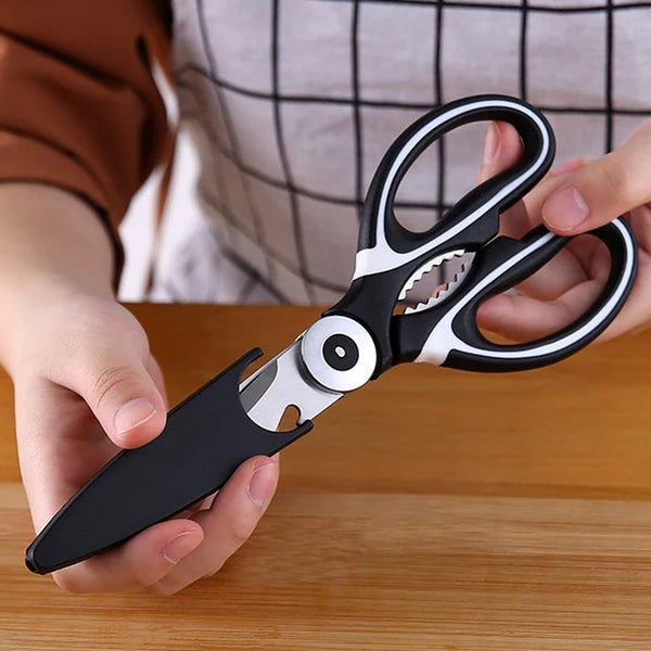 3 in1 Multi-Function Kitchen Household for Vegetables, Fruit, Cheese & Meat Slices with Bottle Opener Stainless Steel Sea Food Scissor (1 Pc ) - TezCart