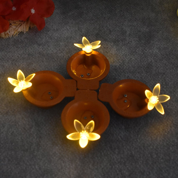 Flower Water Sensor Diyas for Diwali Decoration (6 Pcs Set) - TezCart
