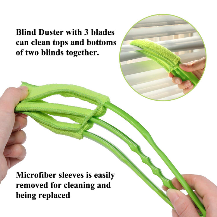 Window Blind Cleaner Duster Brush with Microfiber Sleeves - Blind Cleaner Tools for Window Shutters Blind Air Conditioner Jalousie Dust Your Brand