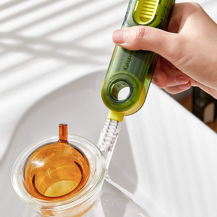 3in1 Multifunctional Cleaning Brush, Bottle Cleaning Brush, Cup Cleaner Brush, for Bottle Cup Cover Lid Home Kitchen Cleaning Tool (1 Pc / Mix Color) Your Brand