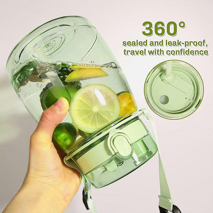 Insulated Water Bottle Portable Water Bottle With Strap, Sticker and Straw Cute Outdoor Sports Bottle For Water Travel Drinkware Jug Travel Water Bottle large Capacity Water Jug, Gym / Kid / Outdoor Sport / Campus, Fashionable (1300 ML Approx) Your Brand