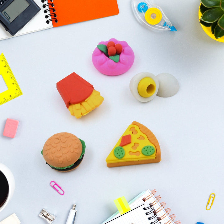 3D Food Shape Fancy & Stylish Colorful Erasers, Mini Eraser Creative Cute Novelty Eraser for Children Eraser Set for Return Gift, Birthday Party, School Prize(5 Pcs Set) Your Brand