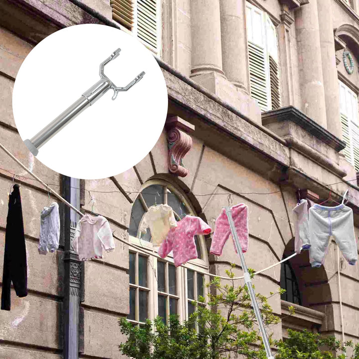 Stainless Steel Telescopic Pole Clothes Hooks Hanger (1 Pc / 155 cm) - TezCart