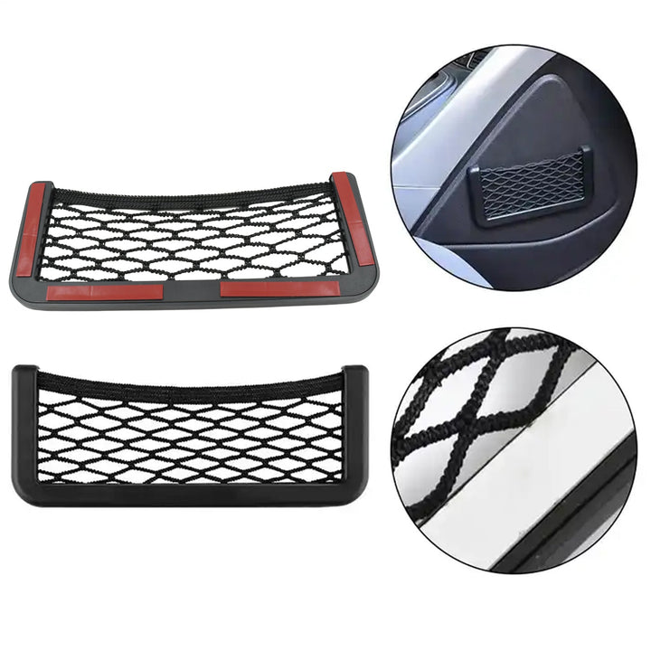 Car Storage Organize Car String Bag Car Seat Side Storage, Net Bag Mesh Pocket Organizer Stick-on for Purse Bag Phone - TezCart