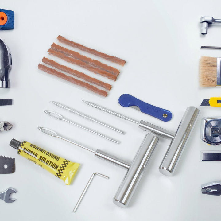 Portable Tire Repair Kit Tyre Repairing Tool Set with Box (13 Pcs Set) - TezCart