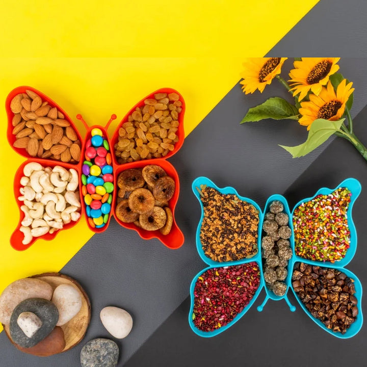 5 Compartment Multipurpose Butterfly Plastic Tray (1 Pc) - TezCart